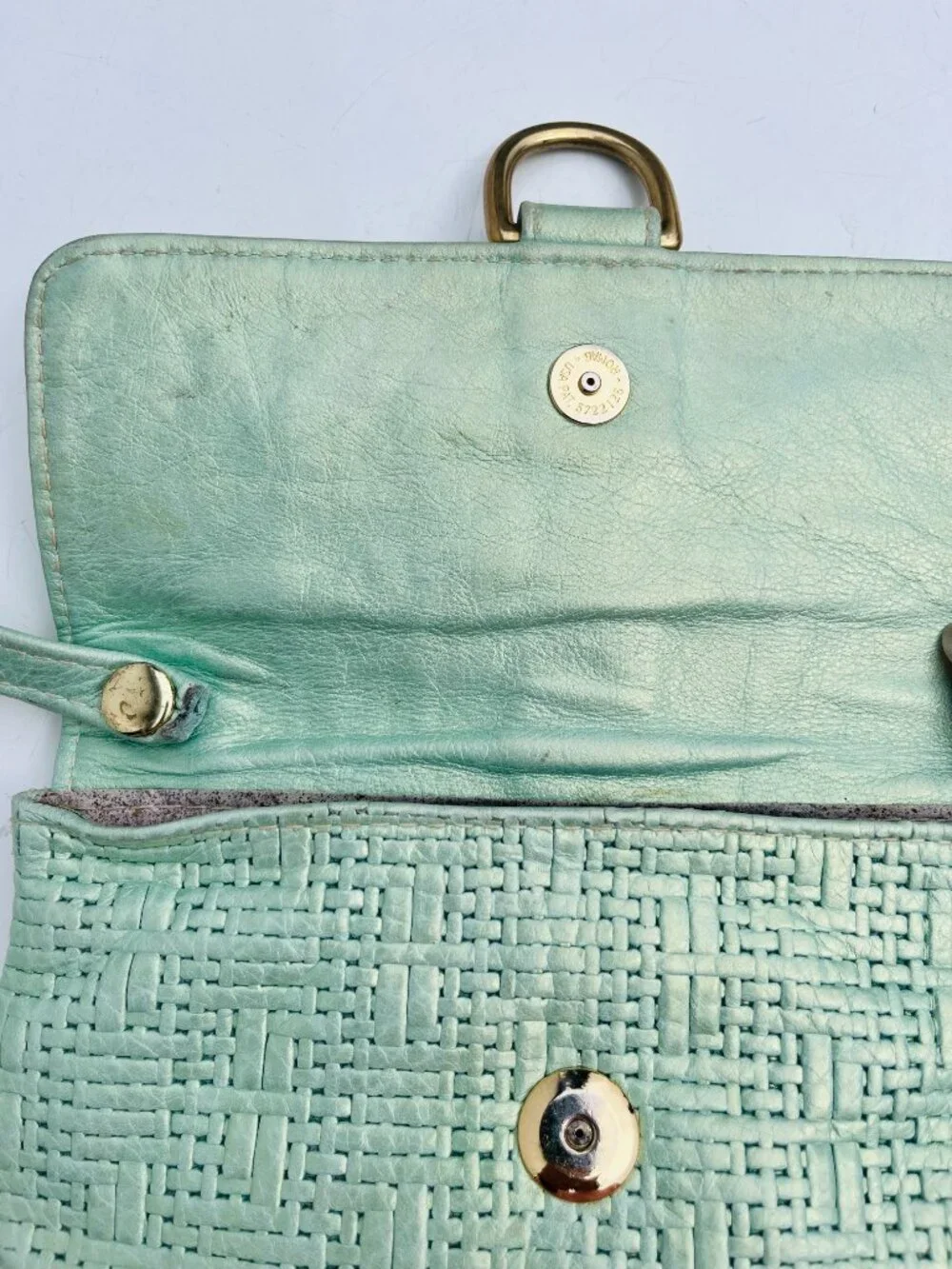 Convertible Mint Green Leather Writstlet Wallet by Marnie Bugs